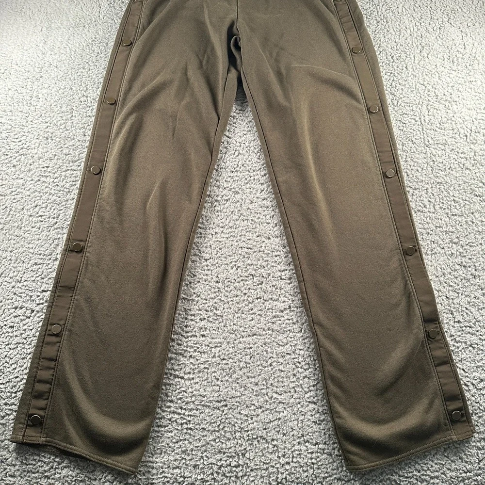 ALO Yoga Courtside Tearaway Side Snap Button Pant Womens Size S Olive Lounge